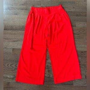Nine West Bold Red Culotte Wide-Leg Pants High Waist Comfortable Size XL